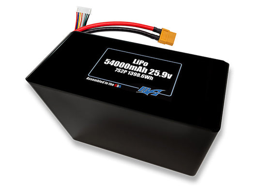 Compact 25.9-volt 54000mAh lithium-polymer battery, built for lightweight drone, UAV, and robotics projects.