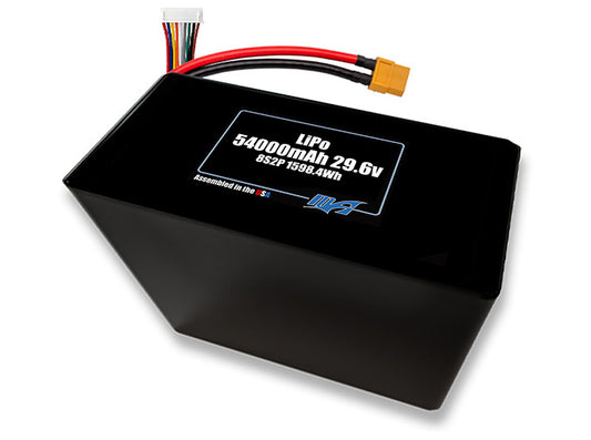 Compact 29.6-volt 54000mAh lithium-polymer battery, built for lightweight drone, UAV, and robotics projects.