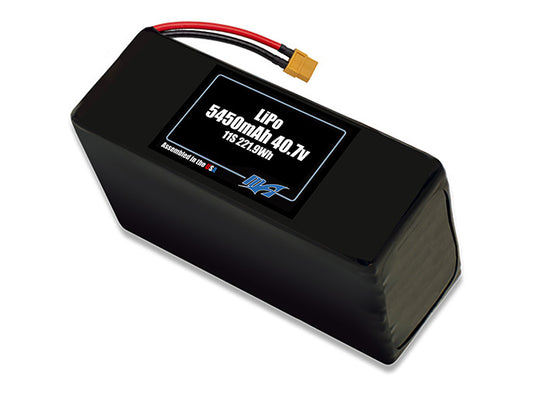 Compact 40.7-volt 5450mAh lithium-polymer battery, built for lightweight drone, UAV, and robotics projects.