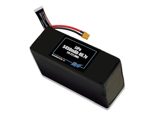 Compact 40.7-volt 5450mAh lithium-polymer battery, built for lightweight drone, UAV, and robotics projects.