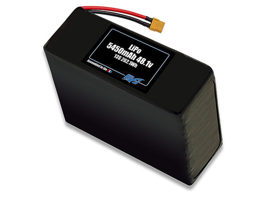 Compact 48.1-volt 5450mAh lithium-polymer battery, built for lightweight drone, UAV, and robotics projects.