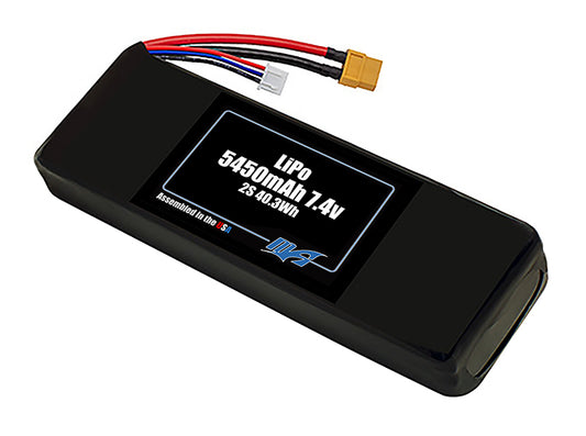 Compact 7.4-volt 5450mAh lithium-polymer battery, built for lightweight drone, UAV, and robotics projects.