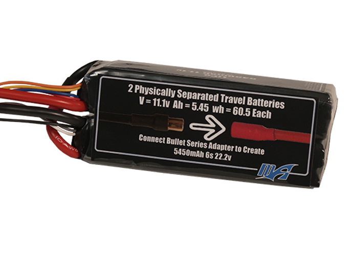 Compact 11.1-volt 5450mAh modular lithium-polymer battery, built for lightweight drone, UAV, and robotics projects.