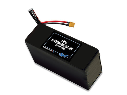 Compact 33.3-volt 5450mAh lithium-polymer battery, built for lightweight drone, UAV, and robotics projects.