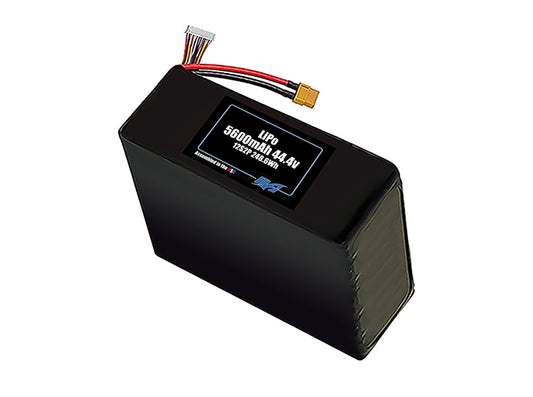 Compact 44.4-volt 5600mAh lithium-polymer battery, built for lightweight drone, UAV, and robotics projects.