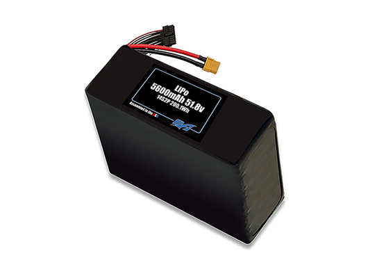 Compact 51.8-volt 5600mAh lithium-polymer battery, built for lightweight drone, UAV, and robotics projects.