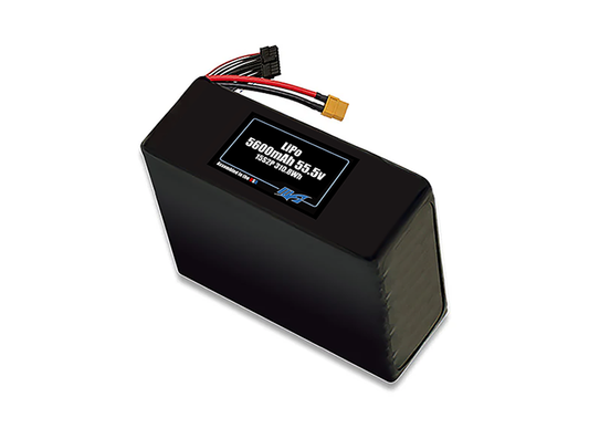 Compact 55.5-volt 5600mAh lithium-polymer battery, built for lightweight drone, UAV, and robotics projects.