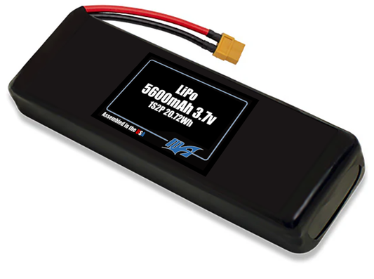 Compact 3.7-volt 5600mAh lithium-polymer battery, built for lightweight drone, UAV, and robotics projects.