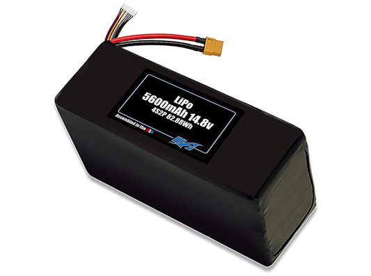 Compact 14.8-volt 5600mAh lithium-polymer battery, built for lightweight drone, UAV, and robotics projects.