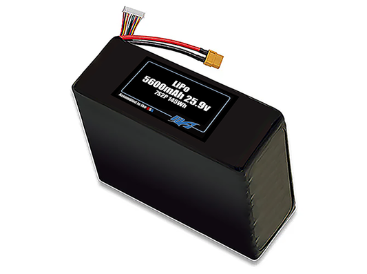 Compact 25.9-volt 5600mAh lithium-polymer battery, built for lightweight drone, UAV, and robotics projects.