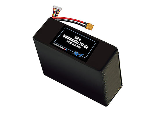 Compact 29.6-volt 5600mAh lithium-polymer battery, built for lightweight drone, UAV, and robotics projects.