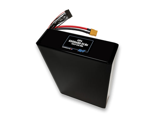 Compact 51.8-volt 6500mAh lithium-polymer battery, built for lightweight drone, UAV, and robotics projects.