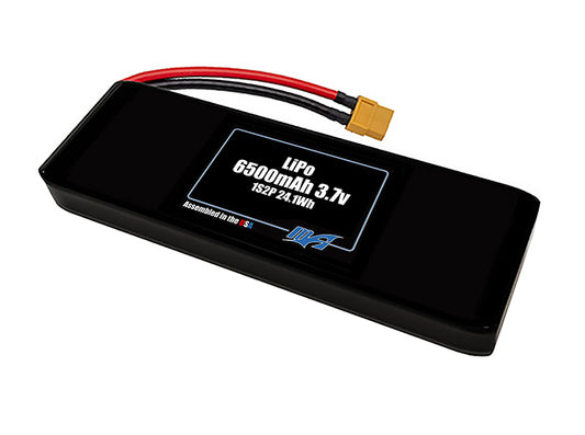 Compact 3.7-volt 6500mAh lithium-polymer battery, built for lightweight drone, UAV, and robotics projects.