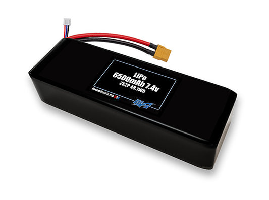 Compact 7.4-volt 6500mAh lithium-polymer battery, built for lightweight drone, UAV, and robotics projects.