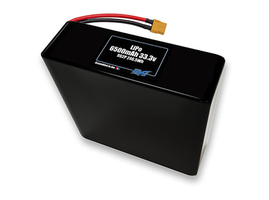 Compact 33.3-volt 6500mAh lithium-polymer battery, built for lightweight drone, UAV, and robotics projects.