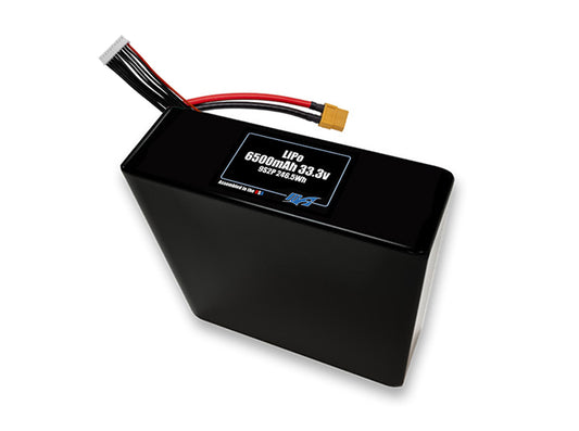 Compact 33.3-volt 6500mAh lithium-polymer battery, built for lightweight drone, UAV, and robotics projects.