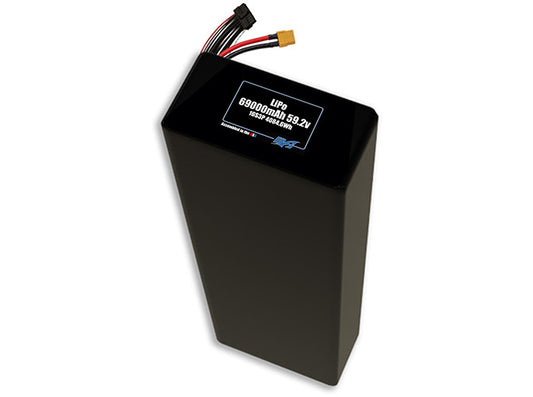Compact 62.9-volt 69000mAh lithium-polymer battery, built for lightweight drone, UAV, and robotics projects.