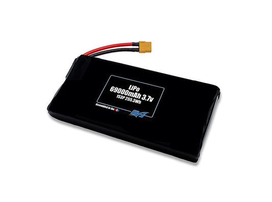 Compact 3.7-volt 69000mAh lithium-polymer battery, built for lightweight drone, UAV, and robotics projects.