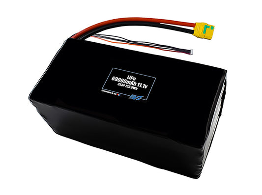 Compact 11.1-volt 69000mAh lithium-polymer battery, built for lightweight drone, UAV, and robotics projects.