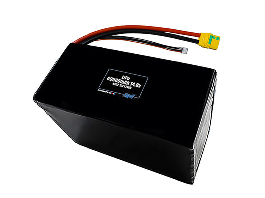 Compact 14.8-volt 69000mAh lithium-polymer battery, built for lightweight drone, UAV, and robotics projects.