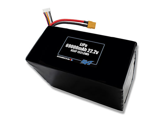 Compact 22.2-volt 69000mAh lithium-polymer battery, built for lightweight drone, UAV, and robotics projects.