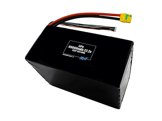 Compact 22.2-volt 69000mAh lithium-polymer battery, built for lightweight drone, UAV, and robotics projects.