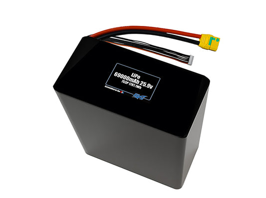 Compact 25.9-volt 69000mAh lithium-polymer battery, built for lightweight drone, UAV, and robotics projects.