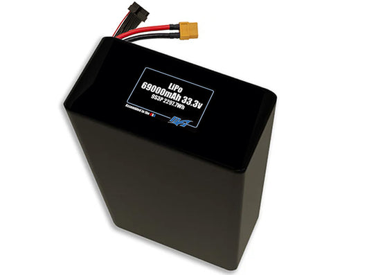 Compact 33.3-volt 69000mAh lithium-polymer battery, built for lightweight drone, UAV, and robotics projects.