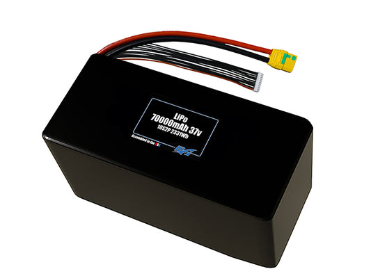 Compact 37-volt 70000mAh lithium-polymer battery, built for lightweight drone, UAV, and robotics projects.
