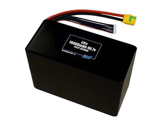 Compact 40.7-volt 70000mAh lithium-polymer battery, built for lightweight drone, UAV, and robotics projects.
