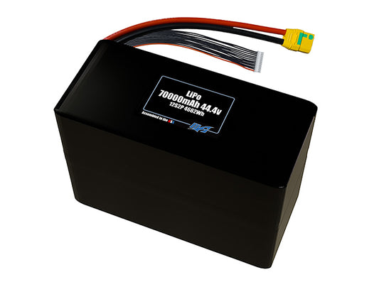 Compact 44.4-volt 70000mAh lithium-polymer battery, built for lightweight drone, UAV, and robotics projects.