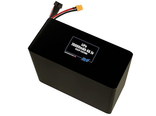 Compact 48.1-volt 70000mAh lithium-polymer battery, built for lightweight drone, UAV, and robotics projects.