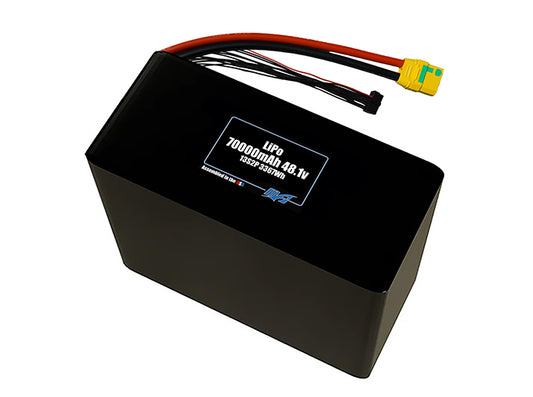 Compact 48.1-volt 70000mAh lithium-polymer battery, built for lightweight drone, UAV, and robotics projects.