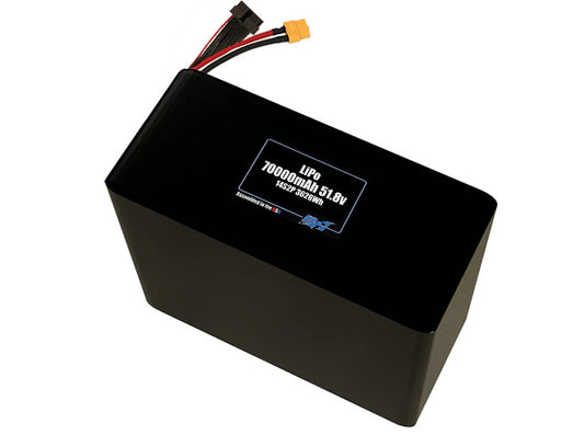 Compact 51.8-volt 70000mAh lithium-polymer battery, built for lightweight drone, UAV, and robotics projects.