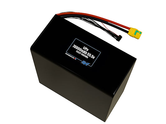 Compact 55.5-volt 70000mAh lithium-polymer battery, built for lightweight drone, UAV, and robotics projects.