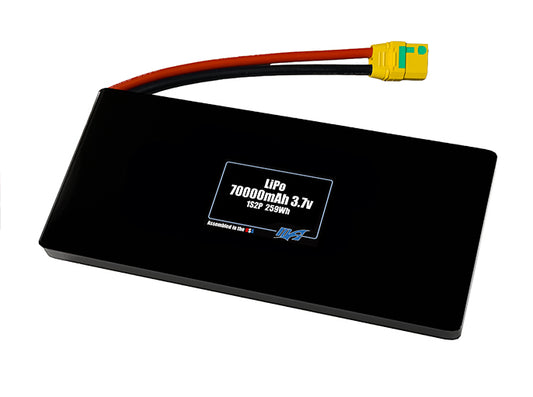Compact 3.7-volt 70000mAh lithium-polymer battery, built for lightweight drone, UAV, and robotics projects.