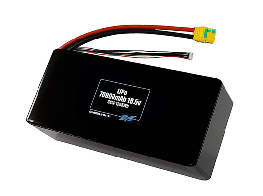 Compact 18.5-volt 70000mAh lithium-polymer battery, built for lightweight drone, UAV, and robotics projects.