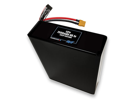Compact 48.1-volt 7500mAh lithium-polymer battery, built for lightweight drone, UAV, and robotics projects.