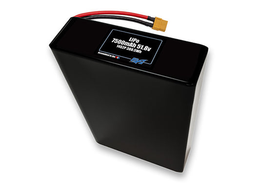 Compact 51.8-volt 7500mAh lithium-polymer battery, built for lightweight drone, UAV, and robotics projects.