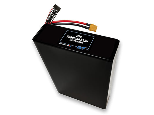 Compact 51.8-volt 7500mAh lithium-polymer battery, built for lightweight drone, UAV, and robotics projects.