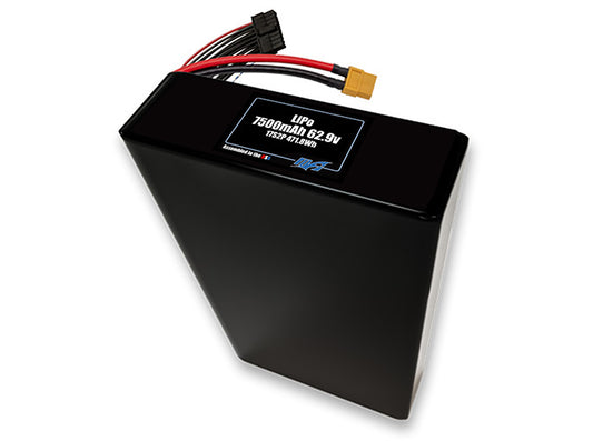 Compact 62.9-volt 7500mAh lithium-polymer battery, built for lightweight drone, UAV, and robotics projects.