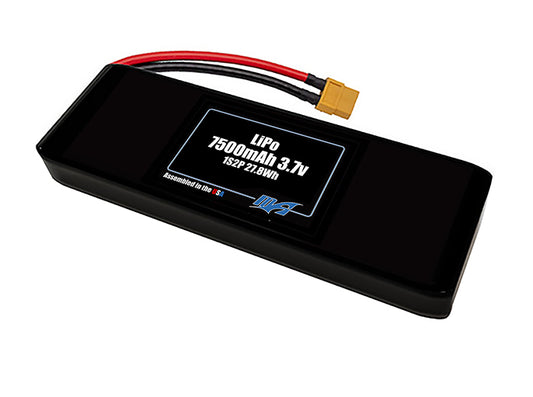 Compact 3.7-volt 7500mAh lithium-polymer battery, built for lightweight drone, UAV, and robotics projects.
