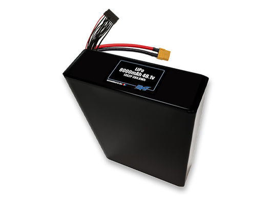 Compact 48.1-volt 8000mAh lithium-polymer battery, built for lightweight drone, UAV, and robotics projects.