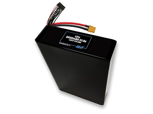 Compact 51.8-volt 8000mAh lithium-polymer battery, built for lightweight drone, UAV, and robotics projects.