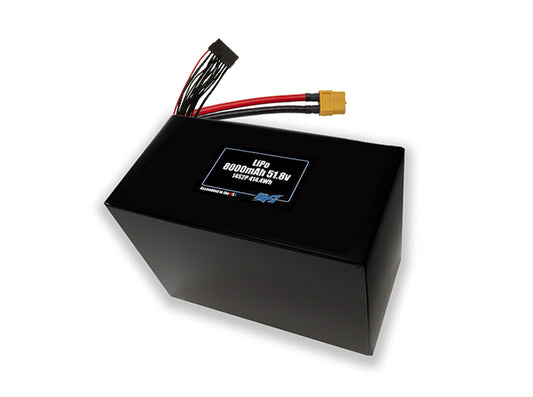 Compact 51.8-volt 8000mAh side by side lithium-polymer battery, built for lightweight drone, UAV, and robotics projects.