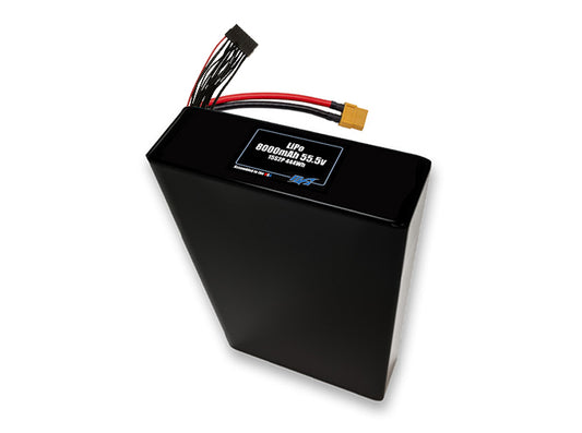 Compact 55.5-volt 8000mAh lithium-polymer battery, built for lightweight drone, UAV, and robotics projects.