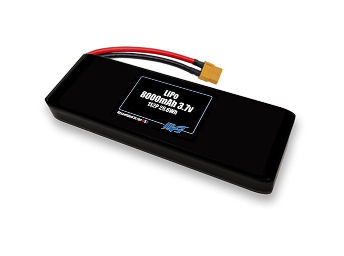 Compact 3.7-volt 8000mAh lithium-polymer battery, built for lightweight drone, UAV, and robotics projects.