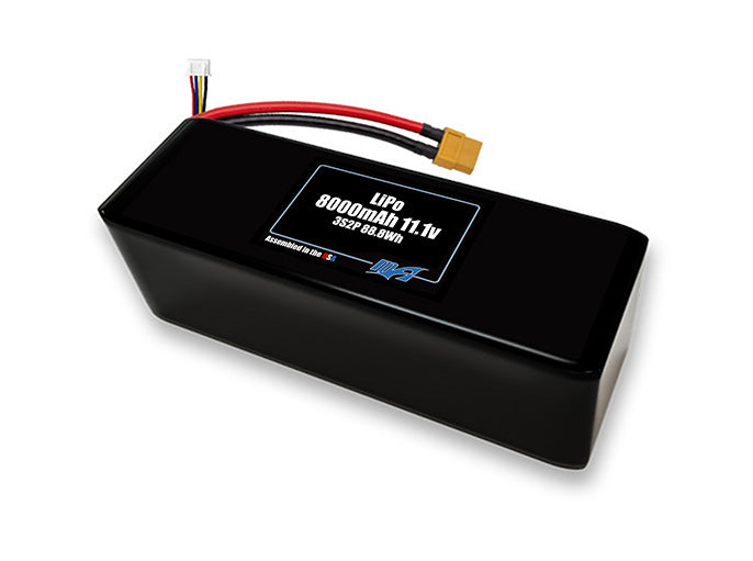 Compact 11.1-volt 8000mAh lithium-polymer battery, built for lightweight drone, UAV, and robotics projects.
