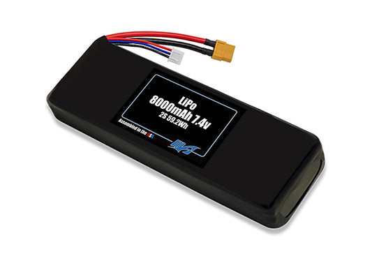 Compact 7.4-volt 8000mAh lite lithium-polymer battery, built for lightweight drone, UAV, and robotics projects.
