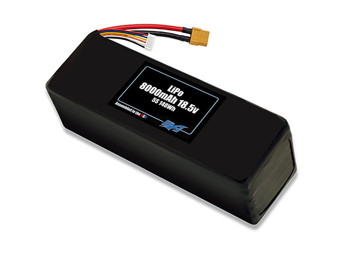 Compact 18.5-volt 8000mAh lite lithium-polymer battery, built for lightweight drone, UAV, and robotics projects.